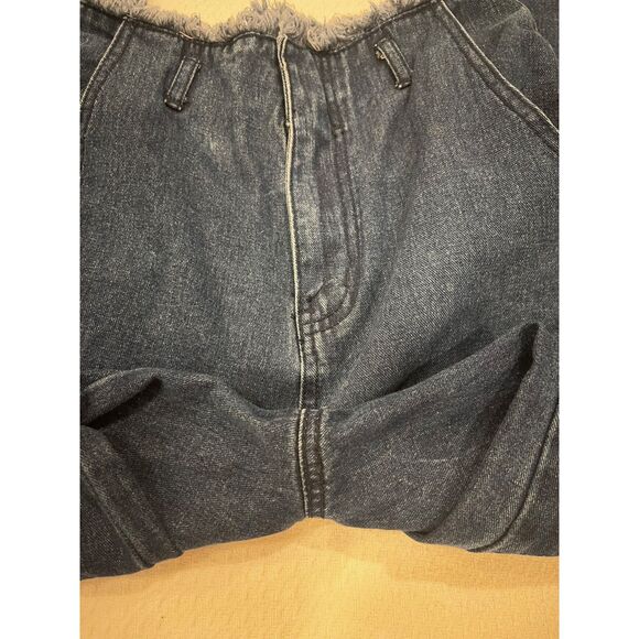 Forever21 Dark Wash Wide Leg Distressed Hem Denim Jeans Women's Size 26 FLAW - Picture 16 of 16